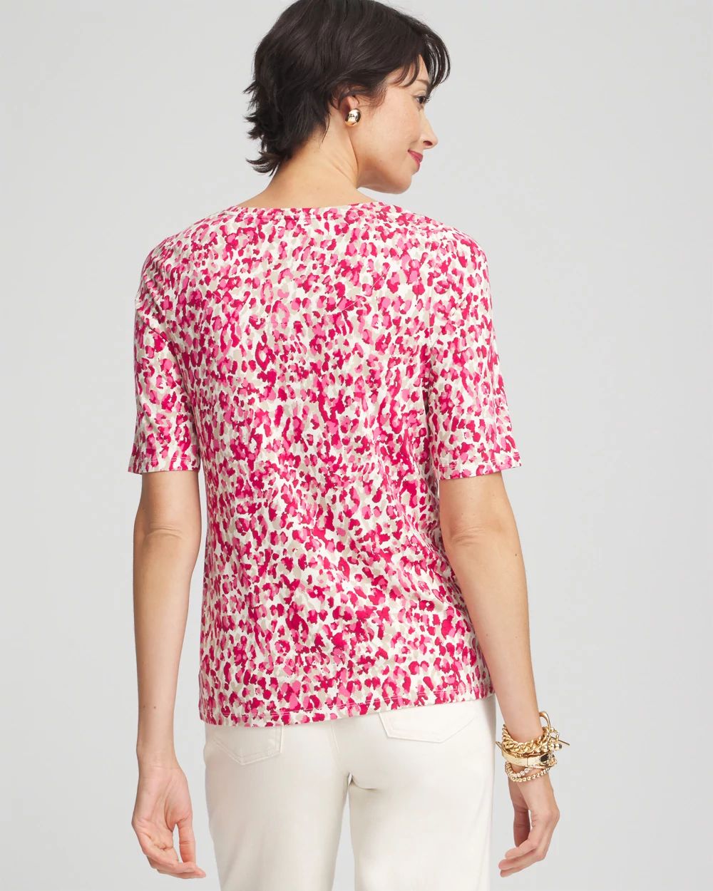 【CPGN STUDIO】Happiness Leo Embroidery Short Sleeve Touch of Cool™ Leopard Short Sleeve Tee | Chico's